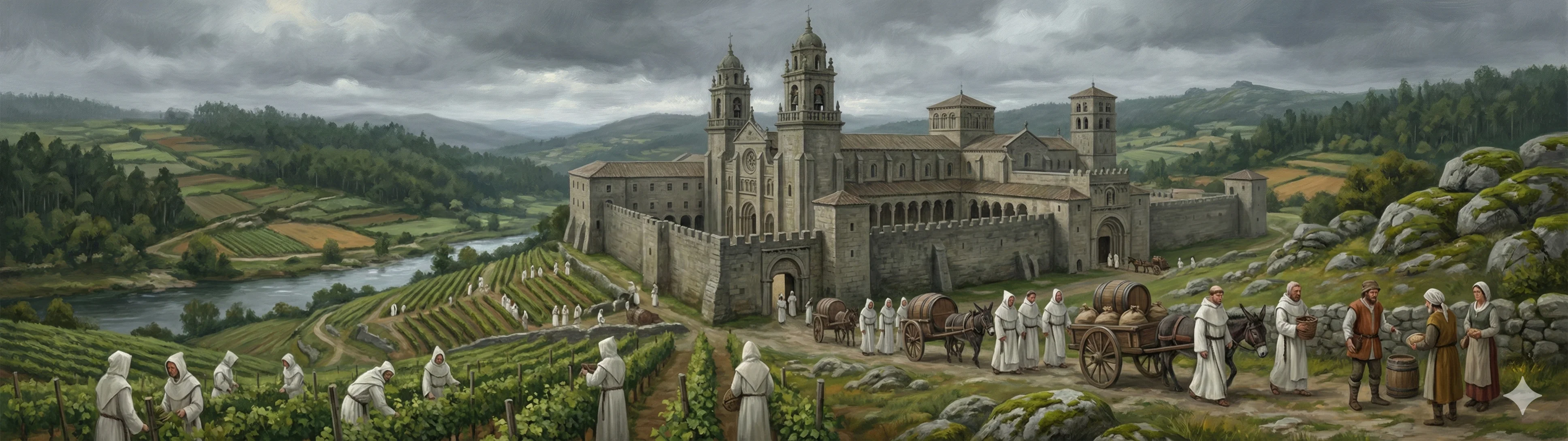 Benedictine Monastery of Celanova managing vineyards and tithes