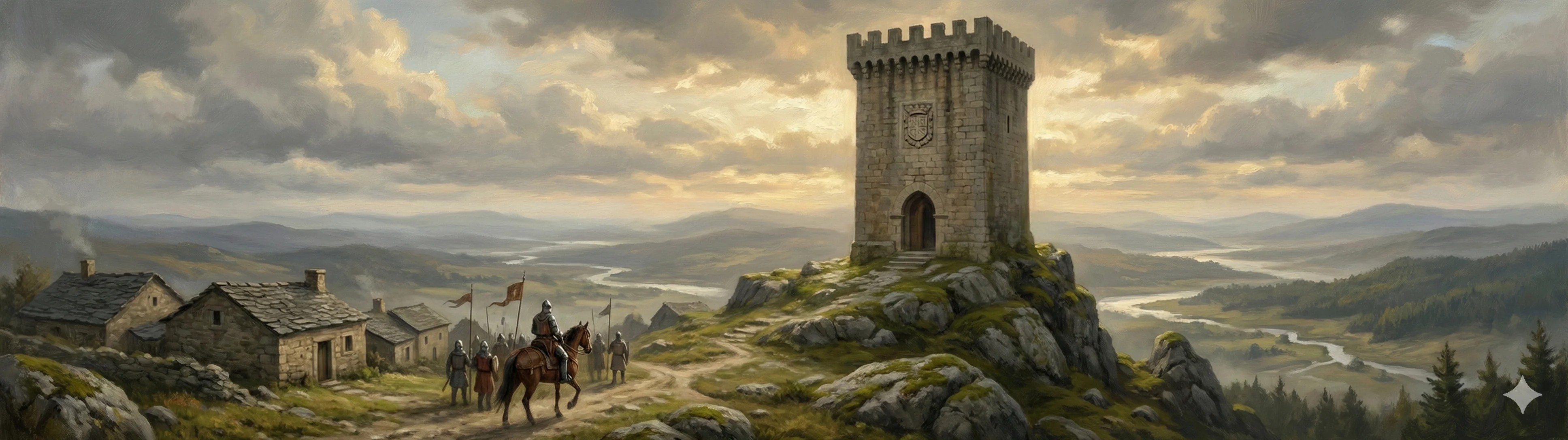 Torre de Sande medieval fortress tower on granite outcrop