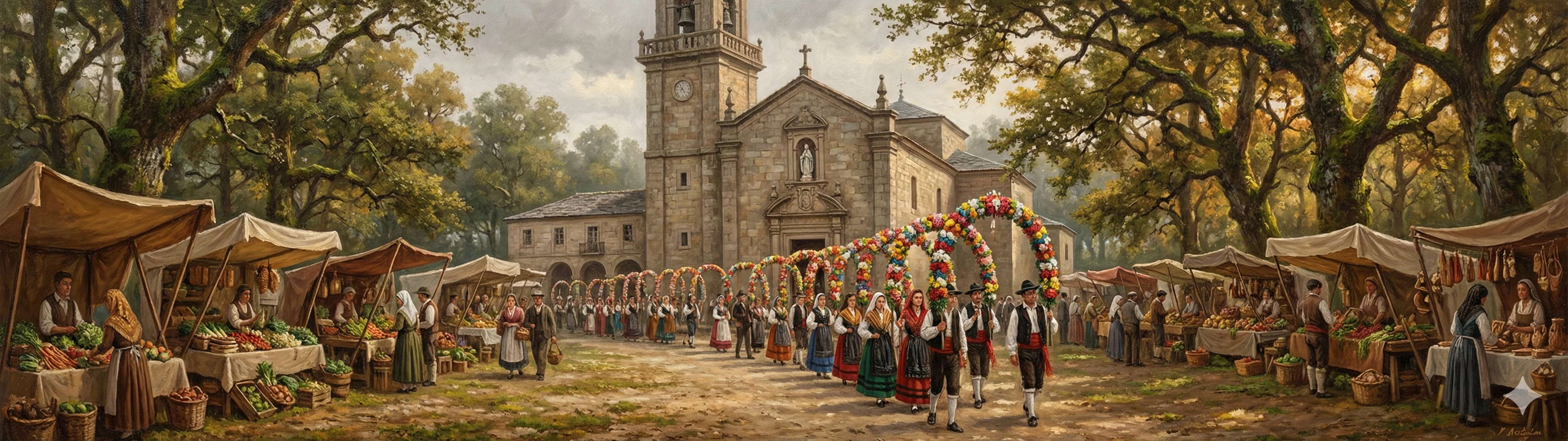 Romería procession at the Sanctuary of As Marabillas
