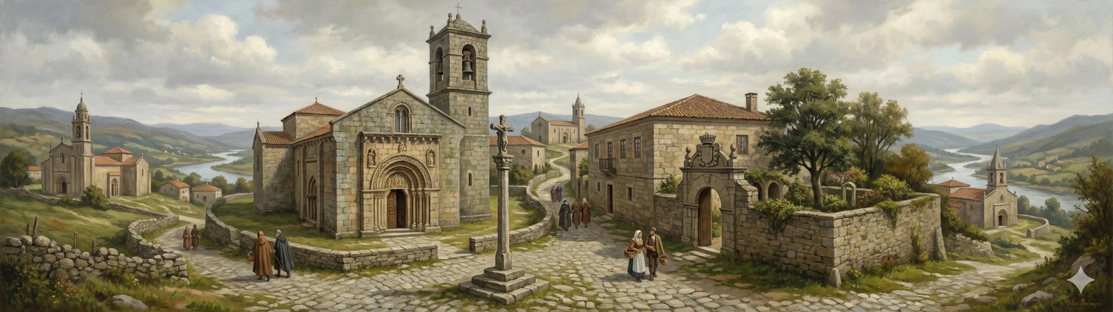 Romanesque churches, cruceiros, and pazos of Castrelo de Miño