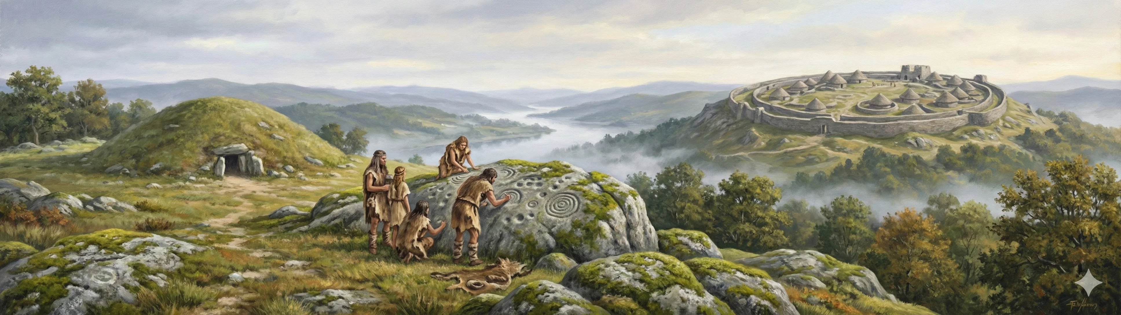 Megalithic burial mounds, petroglyphs, and castro settlements