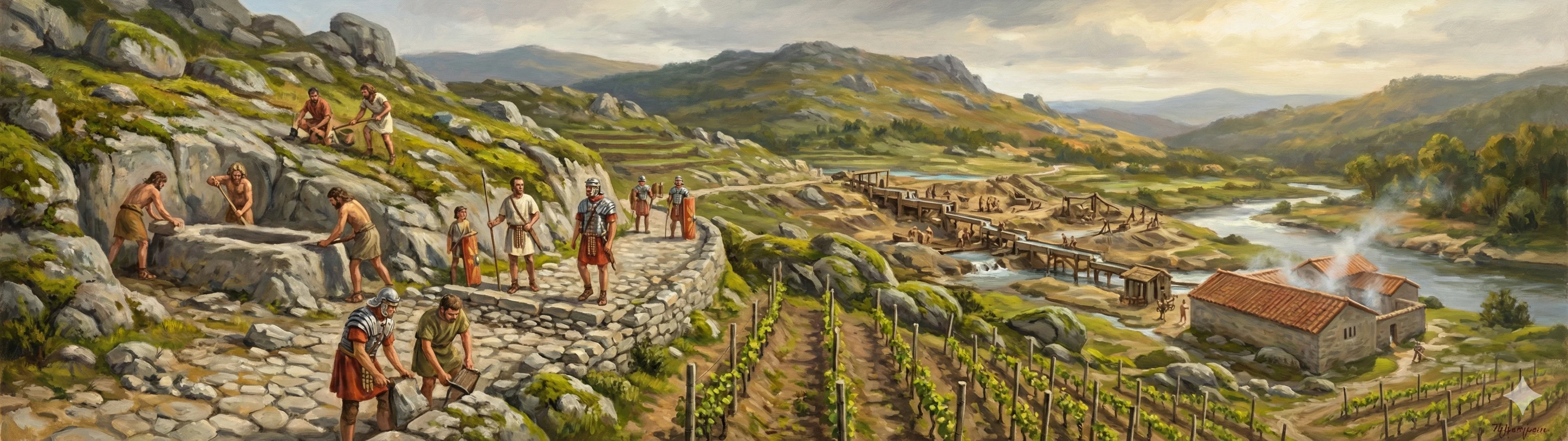 Roman-era rock-cut wine press and gold mining in Gallaecia