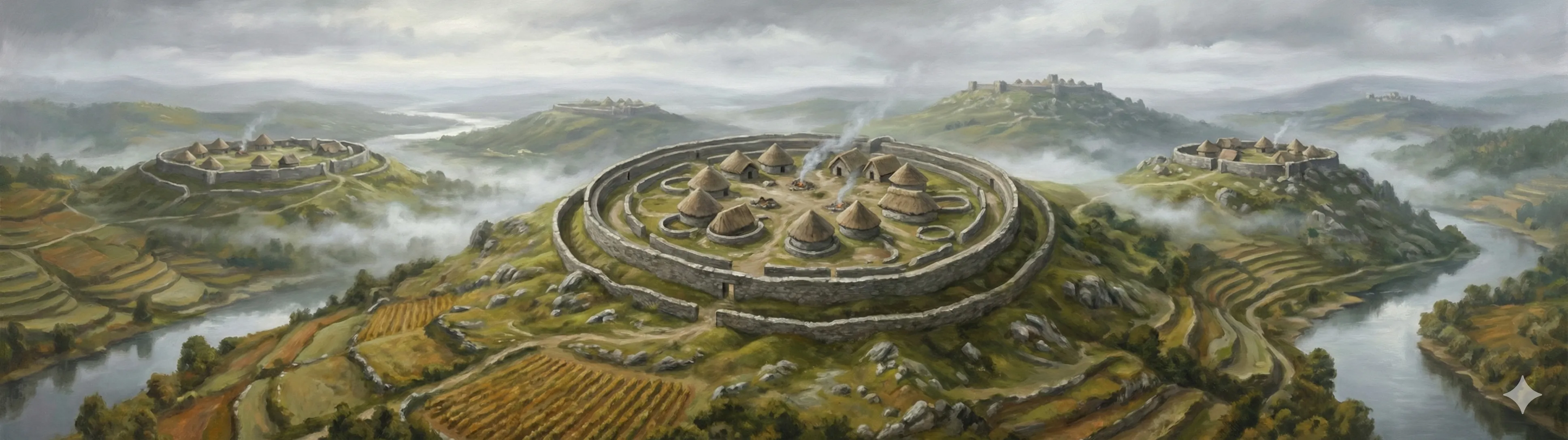 Network of Celtic castro hillforts along the Miño river valley