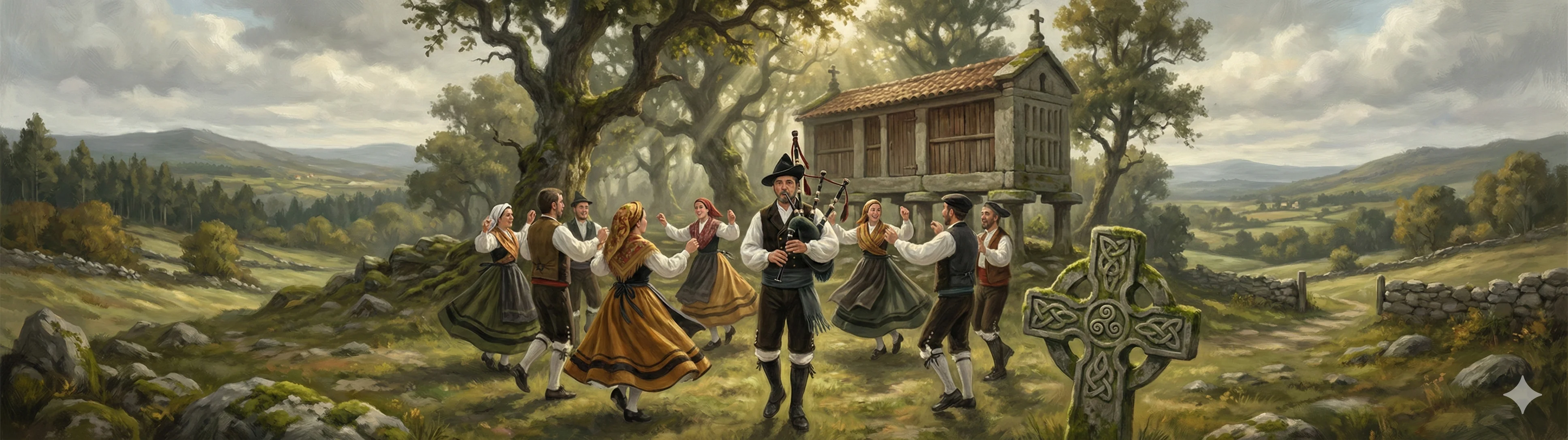 Living Celtic traditions — gaita gallega, muiñeira, and hórreos