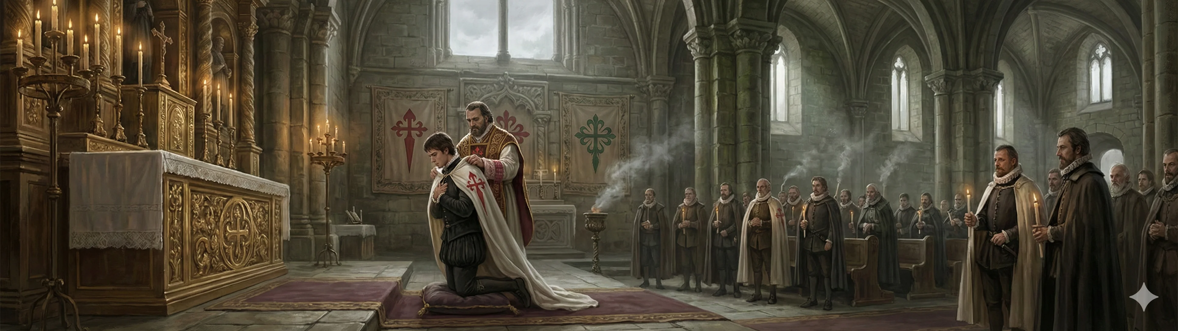 Knights of the military orders of Santiago, Calatrava, and Alcántara bearing the crosses of their orders