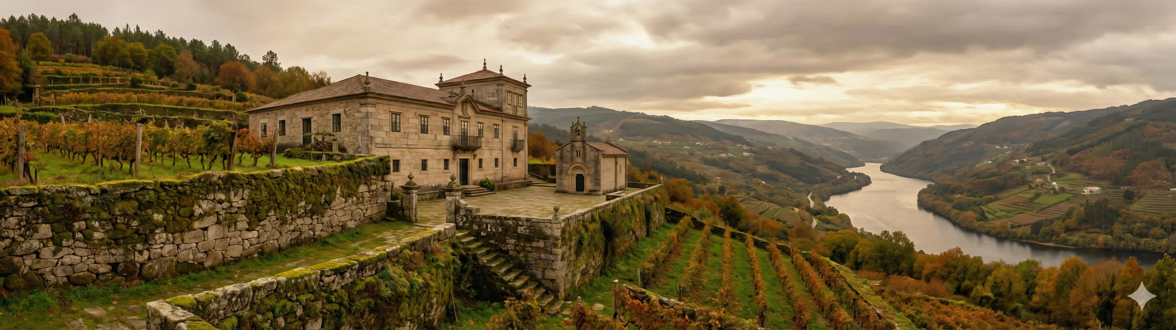 The Pazo da Cavadina in Astariz, Castrelo de Miño, baroque manor house of the Araújo family overlooking the Miño valley