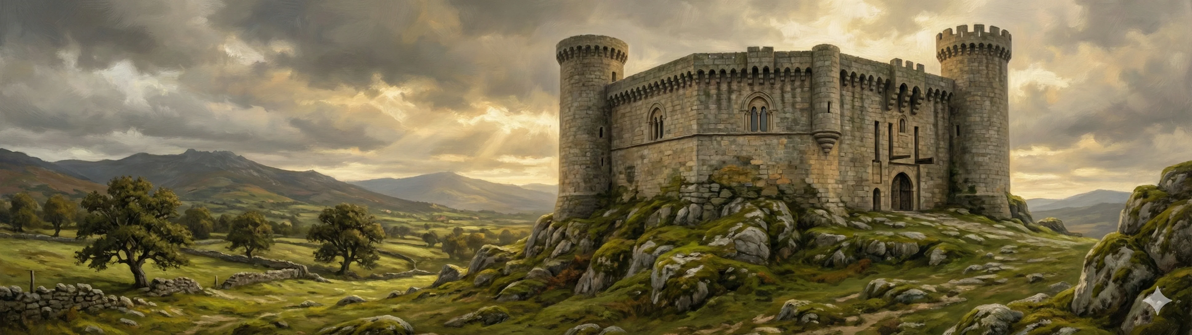 The Castle of Maceda rising above the Allariz region of Ourense, ancestral seat of the Noboa branch since the twelfth century