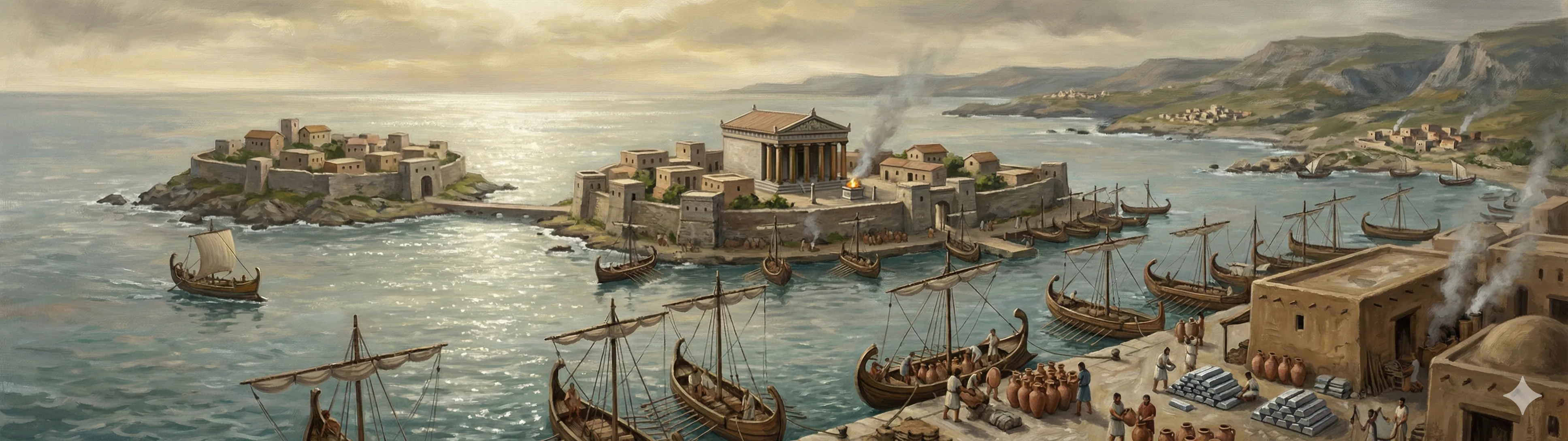 The Phoenician colony of Gadir with the Temple of Melqart and harbour