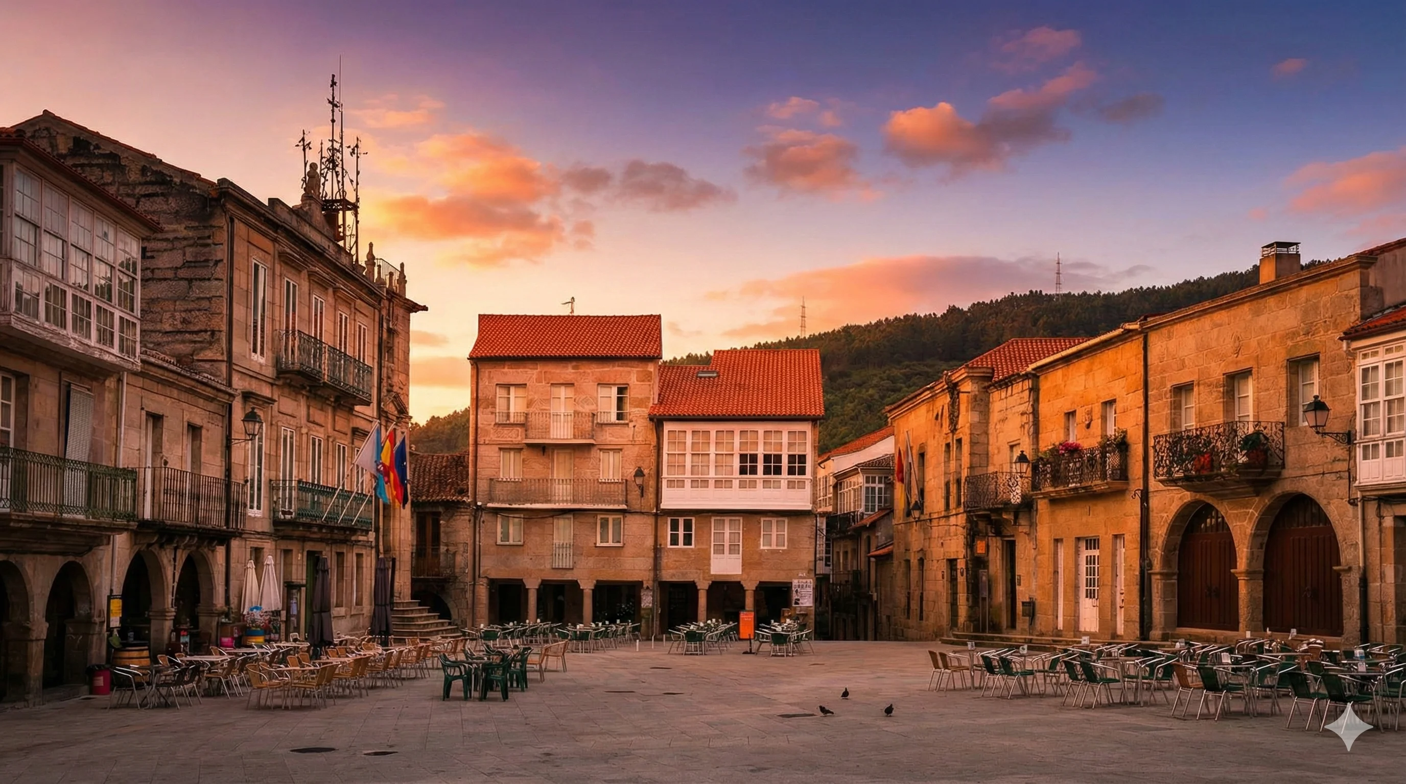 Aerial view of medieval Ribadavia at the confluence of rivers