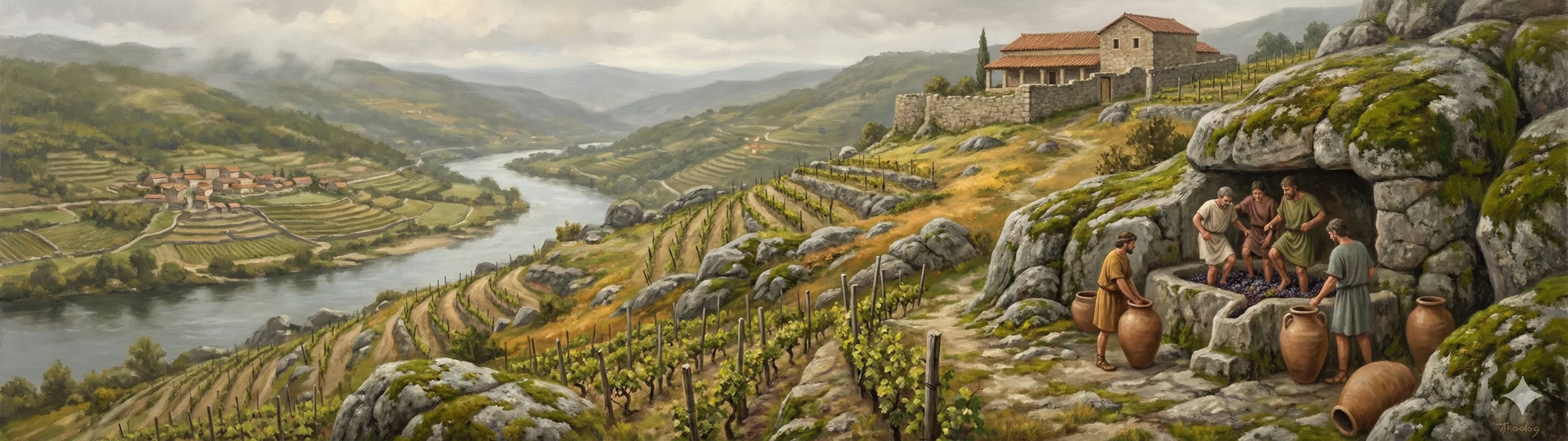 Roman-era vineyards in the Ribeiro region along the Miño valley