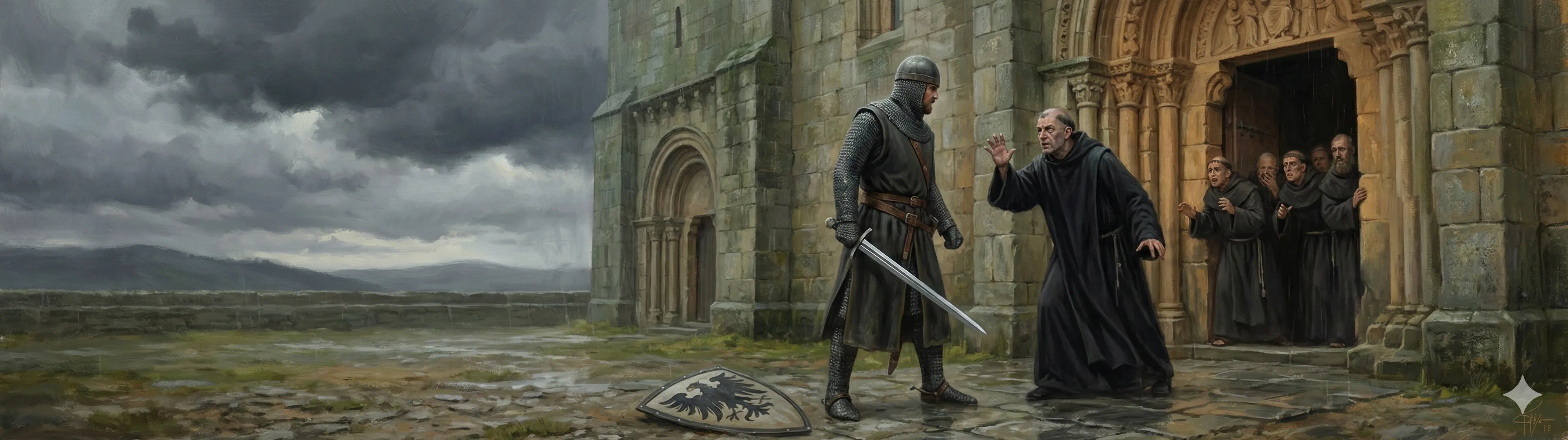 The confrontation between Nuño de Sande and the abbot of Celanova