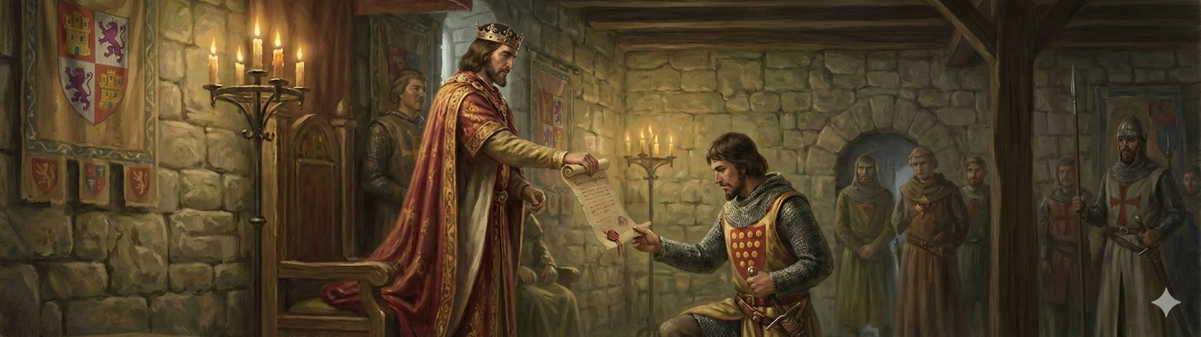 Enrique II of Trastámara granting the lordship of Ribadavia to Pedro Ruiz Sarmiento