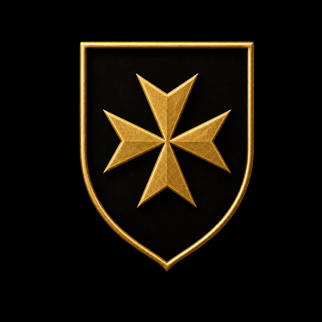Croix de Malte à huit pointes en or bruni, inspirée des armoiries de Castrelo de Miño