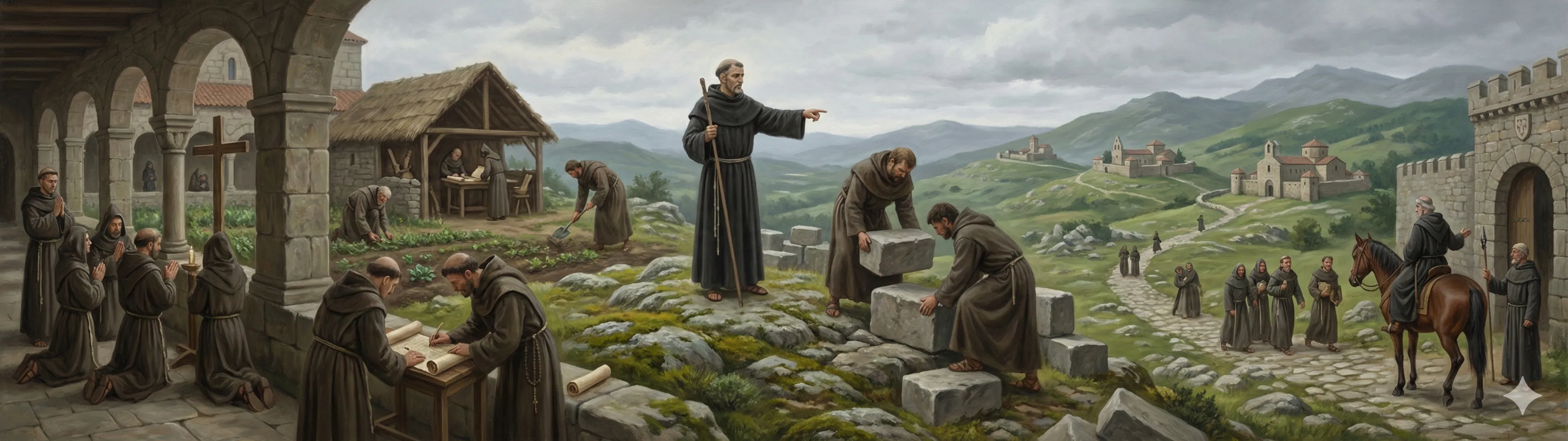 Fructuosus of Braga founding monasteries across Gallaecia