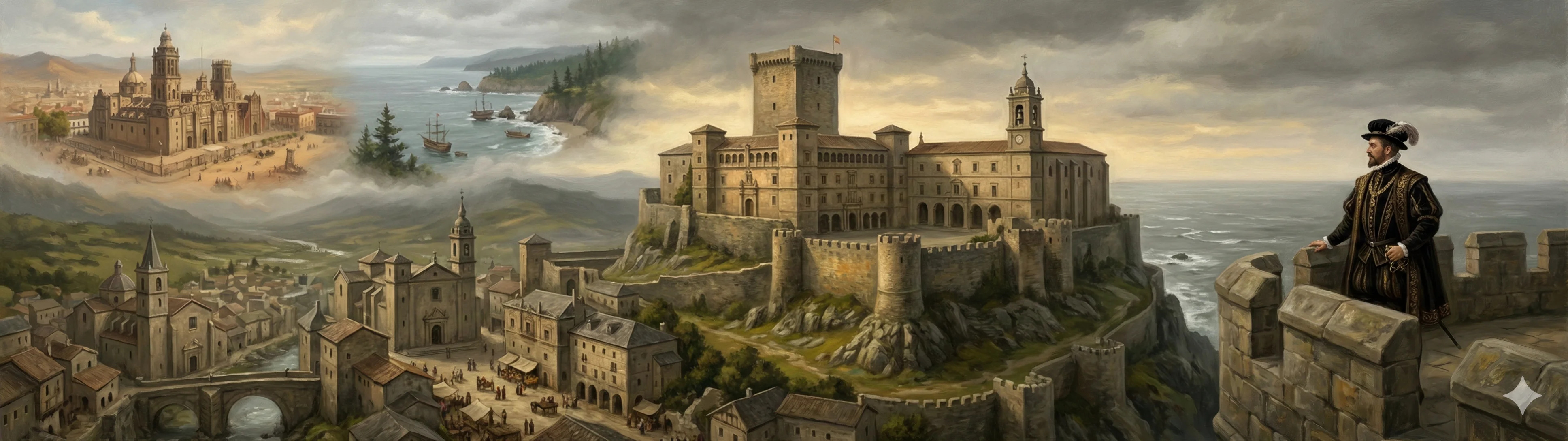 The castle of Monterrey overlooking the Támega valley with the Torre del Homenaje dominating the skyline above Verín